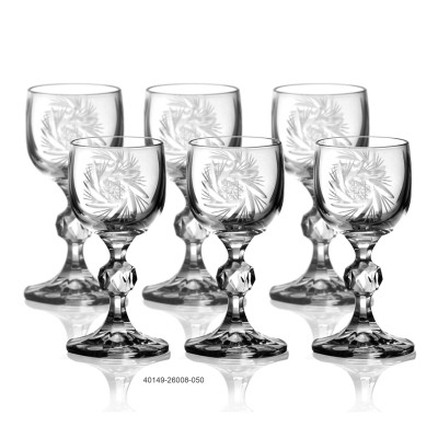 Bộ 6 ly rượu mạnh chân táo mài xoáy 050ml