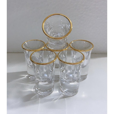 BỘ 6 LY THỦY TINH UỐNG RƯỢU CA0 CẤP VIỀN VÀNG