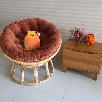 Ghế  thư giãn papasan đủ size  (vải nhung cao cấp màu cam đất)