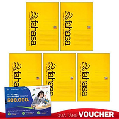 Combo 5 Tập Sinh Viên 4 Ly Ngang 200 Trang ĐL 70g/m2 - FAHASA (Mẫu Màu Giao Ngẫu Nhiên)