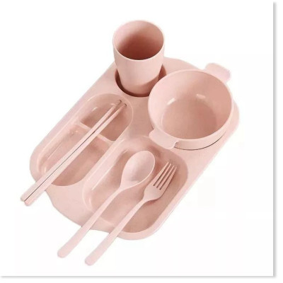 Bộ Khay đựng đồ ăn kèm phụ kiện bằng Lúa Mạch - Hàng Chính Hãng 