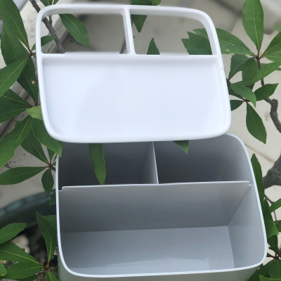 Hộp đựng giấy ăn để bàn có thêm 2 ngăn đựng đồ - màu sắc giao ngẫu nhiên