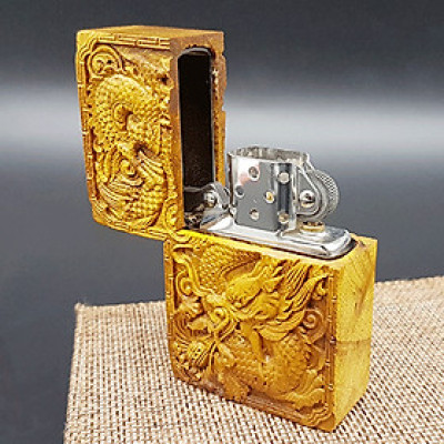 Vỏ Hột Quẹt Bật Lửa Xăng Đá Gỗ Chief CF1049 Thiết Kế Đẹp Độc Lạ - Dùng xăng bấc đá cao cấp