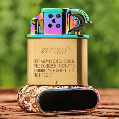Vỏ Hột Quẹt Bật Lửa Xăng Đá Zorro Z506-630 Họa Tiết Hoa Văn Độc Lạ Nhiều Màu - Dùng Xăng Bấc Đá Cao Cấp
