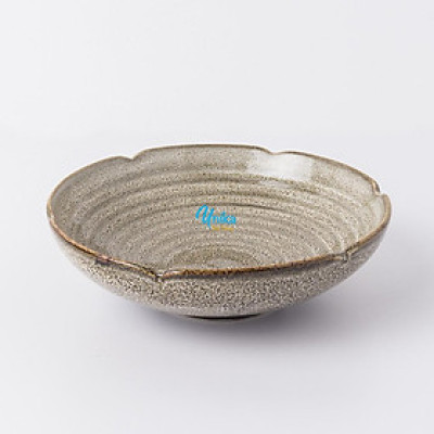 Bát Tô Cạn Viền hoa men gấm vàng D17.5 - Bát Nhật viền hoa men gấm vàng - Bát Tô Cạn viền hoa Cao Cấp Bát Tràng