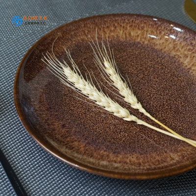 Đĩa tròn men nâu tuyết hỏa biến cao cấp GOMIE BÁT  TRÀNG chuyên dùng cho nhà hàng, khách sạn 5 sao.