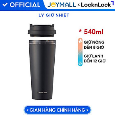Bình giữ nhiệt LocknLock New Clip Tumbler màu đen LHC4279BLK 540ml, Hàng chính hãng, có 2 nắp thay thế - JoyMall