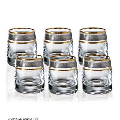 Bộ 6 ly uống rượu mạnh Tiệp khắc mạ platin vàng 24% 060 ml
