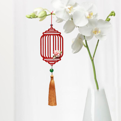 Bộ 11 dây treo trang trí Tết, phụ kiện handmade bằng gỗ sơn đỏ sang trọng , treo Mai, Đào, Lan- COMBO MIX11