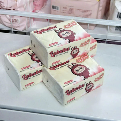 Sản phẩm phụ kiện phòng ăn -Combo 10 bịch giấy ăn Labubu  300 tờ - 4 lớp / 1 gói siêu mềm mại siêu dai tiết kiệm và an toàn