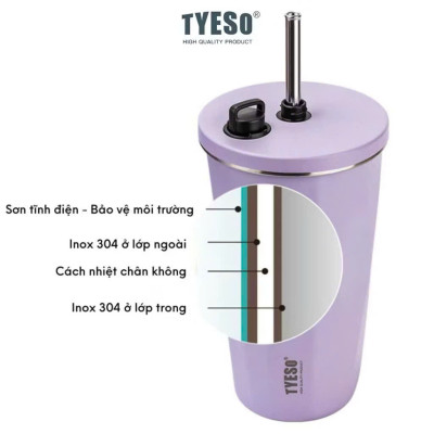 Cốc ly giữ nhiệt TYESO 01006 470ml bằng thép không gỉ 304