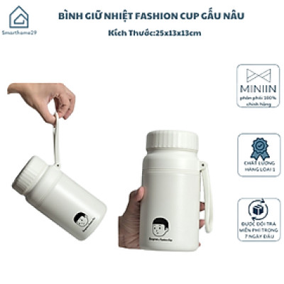 Bình Giữ Nhiệt Gấu Nâu Fashion Cup 1000ml Nắp Vặn - Giữ Nhiệt Lâu - HÀNG CHÍNH HÃNG MINIIN