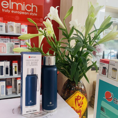 Bình giữ nhiệt Elmich EL8335 1 lít, Hàng chính hãng, inox 316, nắp dùng làm cốc - JoyMall