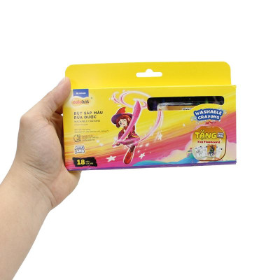 Hộp 18 Bút Sáp Màu Rửa Được - Nhân Vật Futy Akooland Thế Giới Học Cụ Thần Kỳ - Colorkit SWCR-C002/AK