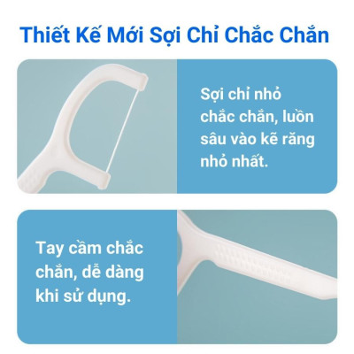 Phụ kiện nhà bếp phòng ăn _ Set  hộp 50 cây tăm chỉ nha khoa , an toàn dễ sử dụng 