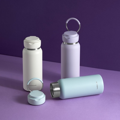 Bình giữ nhiệt inox LocknLock Sling Ring Tumbler 650ml LHC4321 800ml LHC4322, Hàng chính hãng, quai cầm tiện lợi - JoyMall