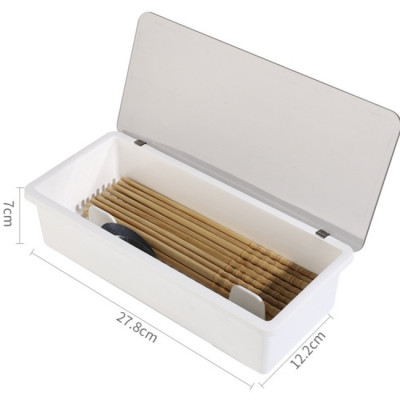 ( HÀNG CAO CẤP ) Hộp Nhựa Đựng Muỗng Đũa An Toàn có vách ngăn dáo nước nắp đậy MIKA trong suốt ( Màu Trắng )