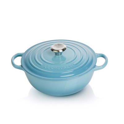 Nồi gang sâu lòng Le Creuset La Marmite, schwarzes Interieur, 26cm Blu Caribe - màu xanh ngọc bích Hàng Chính Hãng