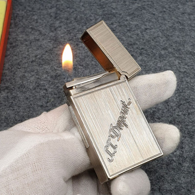 Vỏ Hộp Quẹt Bật Lửa D upon Gas Đá D34B Họa Tiết Cánh Hoa Tam Giác Đẹp, Độc Lạ In Logo - Dùng Gas Đá Cao Cấp