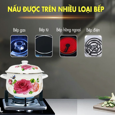 GALEN - COMBO 2 Nồi Men Cao Cấp Size 20cm & 24cm Dung Tích 2.5L & 4.5L Nấu Được Trên Mọi Loại Bếp, Dày, Không Tróc Men