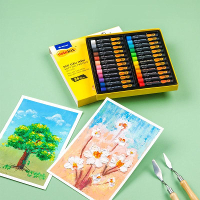 Hộp 24 Bút Sáp Dầu Thân Tròn - Soft Oil Pastels - Colokit OP-C033