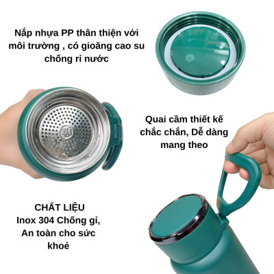 Bình giữ nhiệt nóng lạnh cao cấp BAOL WL32 inox304 có quai xách sang trọng dung tích 1280ml (Tặng kèm quà tri ân)- Hàng chính hãng