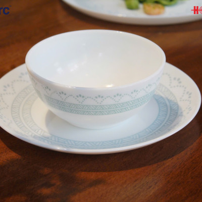 Tô Thủy Tinh Luminarc Diwali Geomatric Blue 18cm đựng thức ăn, kháng vỡ, cường lực - Bộ 6 cái - V6536