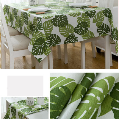 Khăn trải bàn canvas lá tropical - khăn trải bàn nhà hàng - phòng khách - phòng ăn KB36(140x180cm)