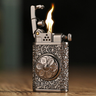 Vỏ Hột Quẹt Bật Lửa Xăng Zorro Z602 Thiết Kế Họa Tiết Vòng Xoay Hoa Sen Đẹp Độc Lạ - Dùng Xăng Bấc Đá Cao Cấp