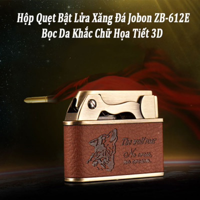 Vỏ Hột Quẹt Bật Lửa xăng đá bọc da Jobon ZB-612E họa tiết hình rồng, đại bàng