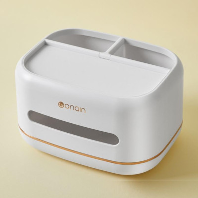 Hộp Đựng Khăn Giấy Để Bàn - Có Ngăn Để Đồ Đa Năng, Chất Liệu Nhựa ABS Cao Cấp