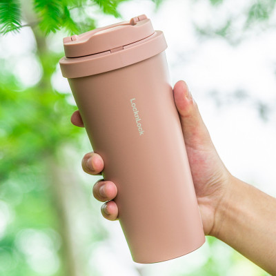 Ly giữ nhiệt LocknLock 550ml màu hồng LHC3249PIK - Hàng chính hãng, mở nắp một chạm, chất liệu thép không gỉ miệng ly rộng - JoyMall