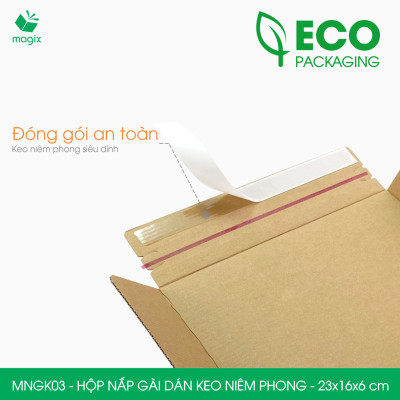 MNGK03 -  23x16x6cm - COMBO 60 HỘP CARTON NẮP GÀI HÔNG CÓ KEO NIÊM PHONG - THÙNG HỘP CARTON ĐÓNG HÀNG