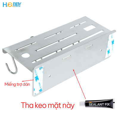Kệ treo dao kéo Inox 304 có 4 móc treo dán tường Hobby home decor KDT