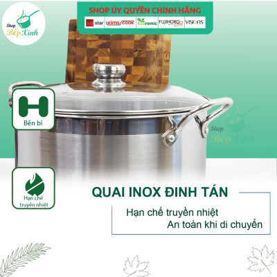 Nồi Luộc Gà Inox 430 Bếp Từ 3 Đáy Nắp Kính Fivestar Tặng 10 Muỗng Ăn (28cm)