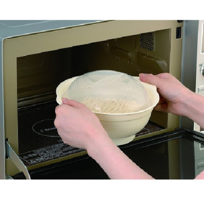 Combo bát tô dùng trong lò vi sóng 1.2L + bát nhựa tròn họa tiết thỏ/trăng 390ml - made in Japan