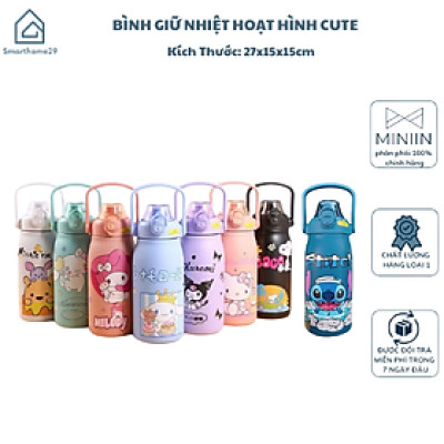 Bình Giữ Nhiệt Hình Thú Inox 316 1000ml Có Quai Xách, Nắp Bật Tiện Lợi - Giữ Nóng Lạnh Lâu Dài - Giao Hoạ Tiết Ngẫu Nhiên - HÀNG CHÍNH HÃNG MINIIN