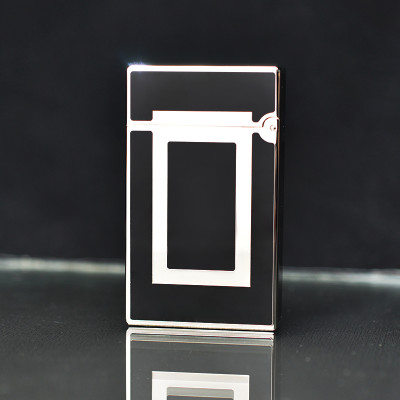 Vỏ Hột Quẹt Bật Lửa Upon D151T Họa Tiết Sơn Mài Đen Ô Vuông Bạc Đẹp Lạ - Dùng Gas Đá Cao Cấp