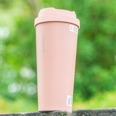 Ly giữ nhiệt LocknLock 550ml màu hồng LHC3249PIK - Hàng chính hãng, mở nắp một chạm, chất liệu thép không gỉ miệng ly rộng - JoyMall