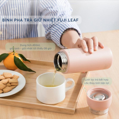 Bình Pha Trà Giữ Nhiệt Fuji Leaf 450 ml - Inochi HNK.BTFL.3594 (Mẫu Màu Giao Ngẫu Nhiên)