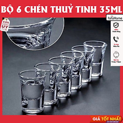 Bộ 6 Chén Uống Rượu Thuỷ Tinh Bộ 6 Ly Uống Rượu Thủy Tinh Cao Cấp 35ml Đế Dày
