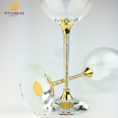 Bộ ly pha lê dát vàng18K MT Gold Art- Hàng chính hãng, trang trí nhà cửa, quà tặng dành cho sếp, đối tác, khách hàng.