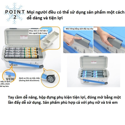Thùng đá giữ nhiệt đa năng Sanka Vent 50L, tay cầm thu~kéo gọn nhẹ bằng nhôm chống gỉ sét cho phép di chuyển dễ dàng - nội địa Nhật Bản 