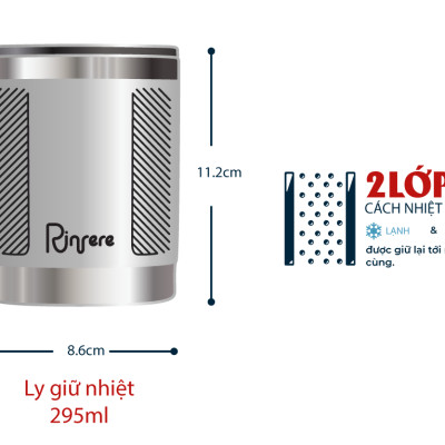 Ly Giữ Nhiệt Cà Phê Nắp Trượt Chống Tràn Rinfere (295ml)