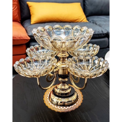 Khay Mứt Tết Pha Lê Trong Suốt, Xoay 360 Độ Cao Cấp Phong Cách Châu Âu Trang Trí Ngày Tết - Hộp Đựng Bánh Kẹo - Hàng Loại 1 - Chính Hãng MINIIN