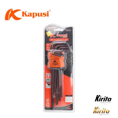 Bộ Lục Giác Thép Nâu Đầu Bi Hãng Kapusi Nhật Bản 9 Cây Chữ L 1.5-10mm, Chất liệu thép CR-V6150 k7408