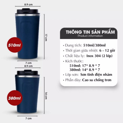 Ly Giữ Nhiệt Coffee inox 304 350ml và 500ML Đựng Nước Giữ Nhiệt Có Nắp Chống Tràn - HÀNG CHÍNH HÃNG MINIIN