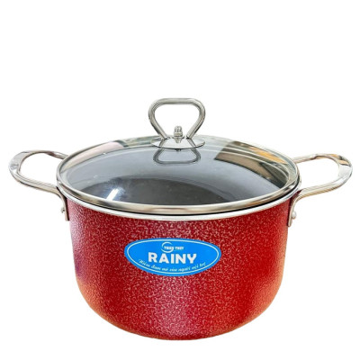 Nồi Nhóm Chống Dính Vân Đá  RAINY Nắp Kính  20cm- Hàng Chính Hãng