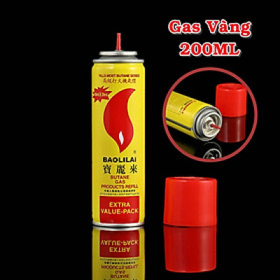 Gas bơm bật lửa hột quẹt chai vàng nhỏ loại 200ml