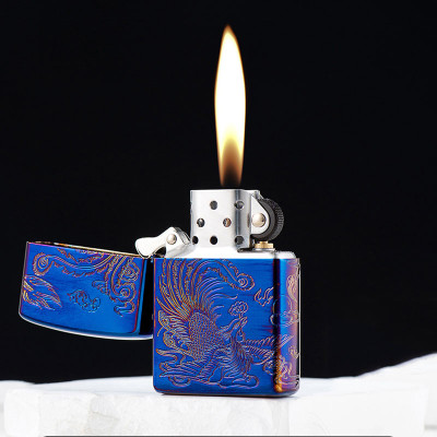 Hột Quẹt Bật Lửa Xăng Đá Chief CF1350L Khắc Họa Tiết Chim Phượng Hoàng Cực Đẹp Nắp Giữ Xăng Kín